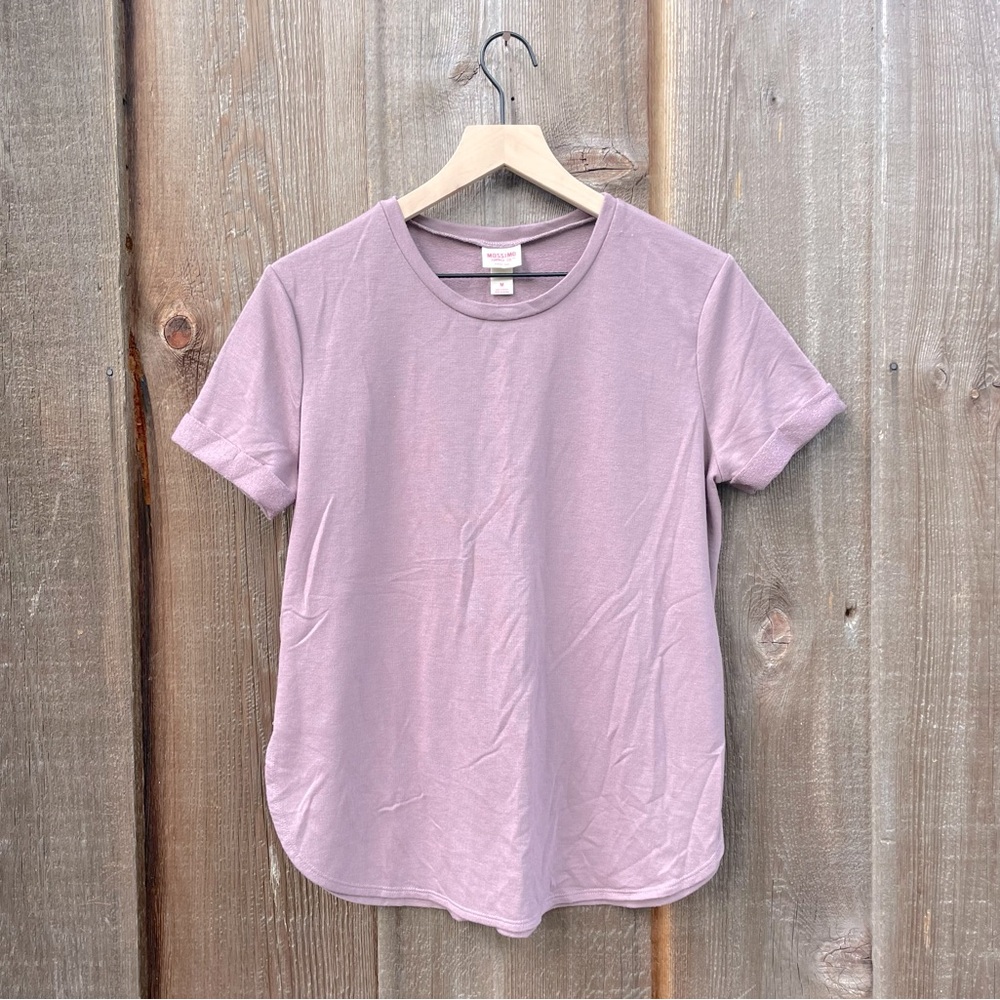 Mossimo Women’s Lilac Cuffed Short Sleeve Knitted T-Shirt Size M